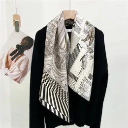 Scarves Large Square Real Silk Scarf Wraps Neckerchief 35"x35" Double-Sided Printing 18mm Thickness