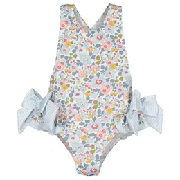 Flickor baddräkt amoi baby en bit sling tryck söt strand bikini badkläder baby flicka baddräkter 2-7y biquini infantil menina 240326