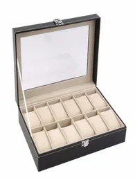 Grade de couro do plutônio caixa de exibição caixa de exibição de armazenamento de jóias organizador caso caixas bloqueadas retro saat kutusu caixa para relogio7141136