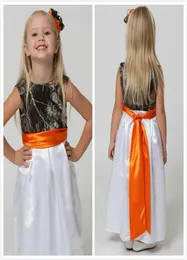Lovely Camo Flower Girl Dresses for Weddings 2015 Jewel Neck Camouflage Forest Flower Girls Wear with Belt Realtree Girl Pageant G3034729