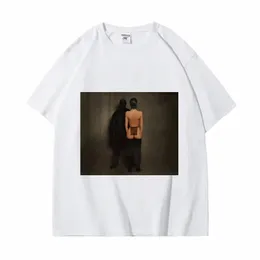 래퍼 Kanye West Vultures 앨범 커버 디자인 그래픽 T 셔츠 힙합 트렌드 빈티지 티셔츠 유니렉스 캐주얼 순수 코트 티셔츠 D8BG#
