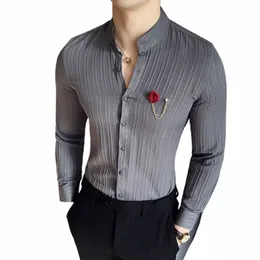Y2K FI Spring Men Social Striped koszulki marka jakość luksusowego męskiego fit lg rękaw