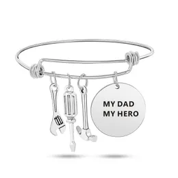 Charm Bracelets I Love My Dad Add Hero Letter 팔찌를위한 Mens 도구 확장 가능한 와이어 랩 뱅글 패션 아버지의 날 보석 선물 DROP D DHIYX