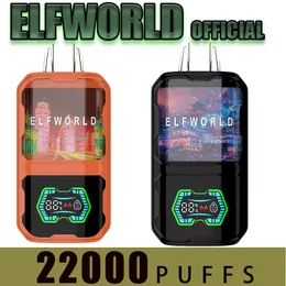 オリジナルのElfworld 22000パフ0％2％5％26ml E-liquid High Performance 2024 New 22K VAP使い捨てベイプエルフ充電式プレフィルドバーエアフロー調整可能なデュアルメッシュコイル
