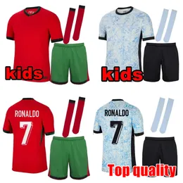 2024 Euro Cup kids football kits PortugalS Soccer Jerseys Ronaldo JOAO FELIX FERNANDES National team Football Kit