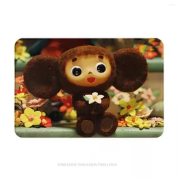 Tapetes Cheburashka Soviético Russo Dos Desenhos Animados Não-Slip Capacho Amor Flor Banho Cozinha Tapete Ao Ar Livre Tapete Interior Padrão Decoração