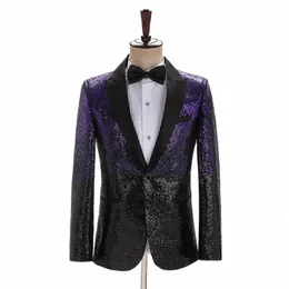 men Sequin Blazers Peak Lapel Party Prom Banquet Fi Suit Jacket Stages Show Dr Costume Singer Host Dancer Nightclub Bar E6T1#