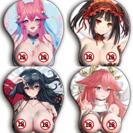 Almofadas Anime Sexy Menina Nua 3D Mamilos Big Boobs Gaming Mouse Pad League of Legends Genshin Impact Azur Lane Peito Descanso de Pulso Tapete de Mesa