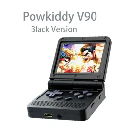 Jogadores de jogos portáteis Powkiddy V90 3.0 polegadas IPS Retro Flip Handheld Game Console 64G 15 000Jogos Portátil Pocket Mini Video Game Player Crianças Presentes Novo