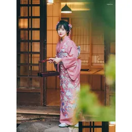 Ubrania etniczne damskie damskie styl japońskiego tranditional kimono kwiatowe nadruki Summer Yukata Cosplay Stage/Po Strzelanie zużycie dostawa upuszcza OT8Q4