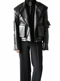 Mauroicardi primavera outono legal oversized curto preto macio jaqueta de couro falso homens zíper luxo designer roupas pista fi d9ae #