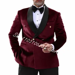 Burdy Veet da uomo Abiti vintage formali doppio petto giacca sportiva pantaloni testimoni dello sposo sposo smoking da sposa Trajes De Hombre H5OY #