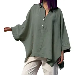 Camisas de linho de algodão soltas brancas das mulheres topos e blusas primavera oversize casual manga longa oversized boho 240326