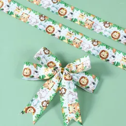 Party Decoration Jungle Animal Theme Ribbon Safari Birthday Baby Shower Cute Print For Gifts Wrapping DIY Crafts