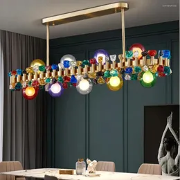 Lustres retângulo cor lustre de cristal para sala de jantar cozinha ilha lâmpada pendurada iluminação interior