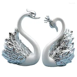 Decorative Flowers 2 Pieces Of Swan Ornaments Figurines Cake Decoration Car Home Wedding Christmas B