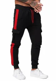 2023 Vinter Nya herrsport Casual Multi-Pocket Plus Fleece Cargo Pants Men's Color Pants Pull Rope Leisure A97p#