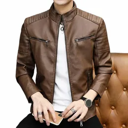 2022 Men Leather Suit Jacket Men Slim Fit Short Coat Men Fi Leather jacket Streetwear Casual Blazer Jackets Male Outerwear 791y#