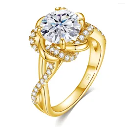 Anelli a grappolo Stella di David Anello in moissanite da 3 ct in oro giallo con certificato Gioielli per feste di matrimonio di alta qualità per donna Prodotto