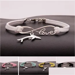 Charme pulseiras novo metal animal golfinho mulheres infinito amor veet string corda warp bangle para homens jóias simples em bk gota entregar dhw8l