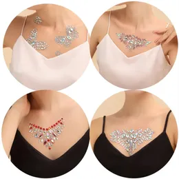 1PC Rhinestone Chest Drill Sticker Decorative Body Gem Sticker Butterfly Crystal Tattoo Sticker Party Makeup Sticker 240309