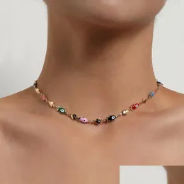 Chokers design färgmålning fiskhjärta kort choker halsband kvinnor kreativa guld sier mode smycken gåva släpp leverans halsband p otf6k