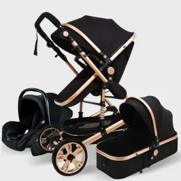 Kinderwagen# Kinderwagen High Landscape Baby Kinderwagen 3 in 1 Mutter Pink Travel Charm Cark Corb Autositz und Trolley Drop Deliver