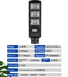 Iluminação ao ar livre Lâmpada solar integrada Luz de rua doméstica IP67 Lâmpadas de jardim à prova d'água 50 100 150 200W Indução do corpo humano W2288843