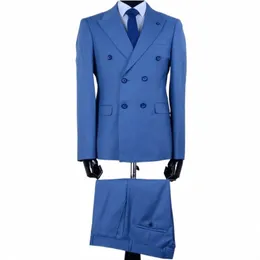 2020 MEN Blue Men Suit أحدث دعاوى زفاف تصميم بانت للرجال للرجال بدعوى المكتب غير الرسمية للرجال 2 PCS COSTUME HOMME MARIAGE 02XZ#