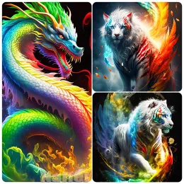 Pinsel 5d Diamant Malerei Drache Tiger Vollbohrer Diamant Mosaik Malerei Fantasie Tier Diamant Stickerei Kits Diyhome Dekor Geschenk