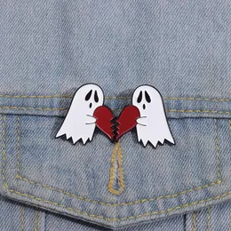 Spille smaltate a cuore fantasma Non sei mai solo Set Spille personalizzate Distintivi da bavero Regalo di gioielli gotici dei cartoni animati per i bambini Amici