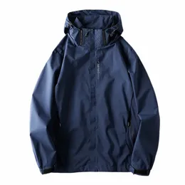 2023 NYHET MÄNS POAT Spring Autumn Blue Casual Male Jacket kan ta av hatten vindsäker vattentät utomhuströja stor topp 89nv#