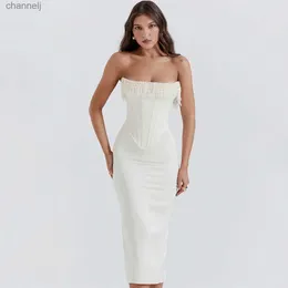 Urban Sexy Dresses Sladuo Damen Trägerloses, verziertes Perlen- und Perlen-Korsettkleid, ärmellos, für Weihnachten, Abend, Party, Cocktail, Midi-Kleid yq240327