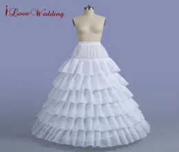 Najwyższej jakości białe 6 -warstwowe kaskadowe falbany 6 obręczy Petticoat Puffy Ball Suknia ślubna Suknia Suknia Formalna