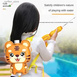 Gun Toys Childrens toy light interactive durable and fun interactive water game suitable for pre-school childrens backpacks adjustable water gun240327