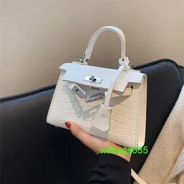 Ky Tote Bags Trusted Luxus-Handtasche aus Leder, kleine Tasche, Damentasche, Sommer, vielseitig, 2024, neue Mode, Umhängetasche, Alligatormuster, tragbar, S mit Logo HBGE