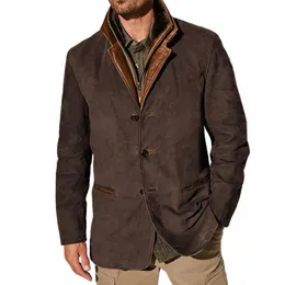 Винтажная мужская куртка 2023, осень-зима, новая теплая мужская верхняя одежда, пальто из искусственной кожи для мужчин, пальто с рукавами Lg x1xK #