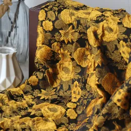 Tyggarnfärgat präglat oljemålning texturerat jacquard tyg styv design palace stil blomma jacquard tyg 50cmx160 cm