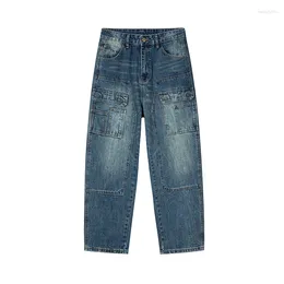 Jeans da uomo Pantaloni cargo in denim multitasche larghi casual da uomo Pantaloni cargo larghi alla moda streetwear giapponese Pantaloni larghi Harem a gamba larga
