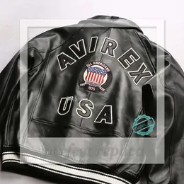 Black Avirex Lapel Sheepskin Leather Jacket 캐주얼 운동 비행 정장 1975 USA 670