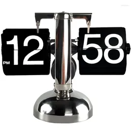 Bordklockor Anpassad retro Flip Clock med ljudkontroll LED Nightlight Desk -sida Turning Senior Auto Calendar