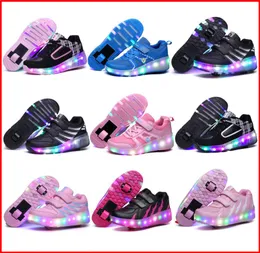 أحذية تزلج جديدة LED مع عجلات واحدة/عجلتين تضيء متوهجة Jazzy Just Kids Shoes Boys Boys Sneakers9823592