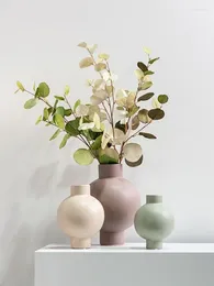 화병 Nordic Morandi Round Flower Ware 세라믹 아트 장식품 가정용 거실 모델 El Decoration Dry Vase