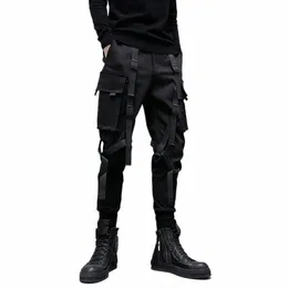 Houzhou Techwear pantaloni cargo neri per gli uomini pantaloni cargo maschio giapponese streetwear hip hop primavera coste tasca harajuku fi y3u4 #