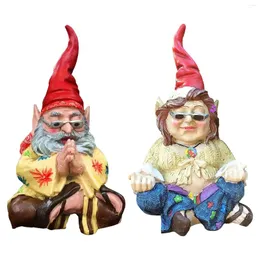 Decorative Figurines Garden Gnome Couple Statues Elf Resin Sculpture Lawn Decoration