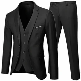 busin Suit Jacket Coat Blazers Trousers Waistcoat Men's Wedding Three Pieces Pants Vest Large Size Profial Suits c3eL#