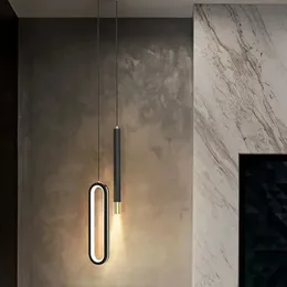 Modern Lustre Minimalist LED Chandelier Pendant Lights Nordic Bedroom Bedside Long Line Light suspensions luminaire Home Decor 240327