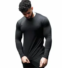 zwykły fitn lg rękaw T-koszulka 2020 Spring Autumn Slim Fit T-shirt Man O-Neck TEE SHIRT GYM COLDBUILDING TSHIRT W2C5#