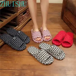 Slippers Slippers Pure Coon fabric Clot suspension rod slider wooden floor tile silent indoor soft for women all season H240327