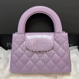 12A Helt ny spegelkvalitetsdesigner Mini Shopping Bag Womens Calfskin Evening Quilted Bag Luxurys Handle Handväskor Purpurpurviga Crossbody axelkedja med låda med låda